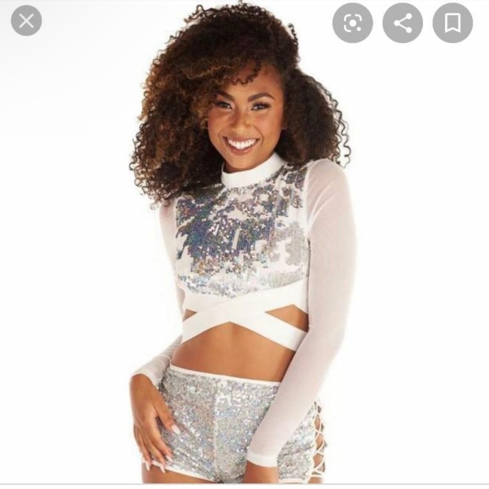 iHeartRaves Silver Rainbow Holographic Sequin Top